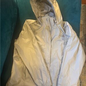 The North Face Tan and Cream Raincoat with Hood and Water-Resistant Fabric